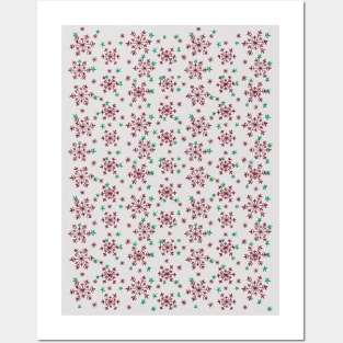Snowflakes Pattern - Silver Grey Posters and Art